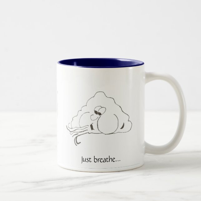 "Just breathe" blowing wind mug (Right)