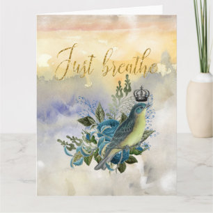 Just Breathe Blue Bird Collage  Card