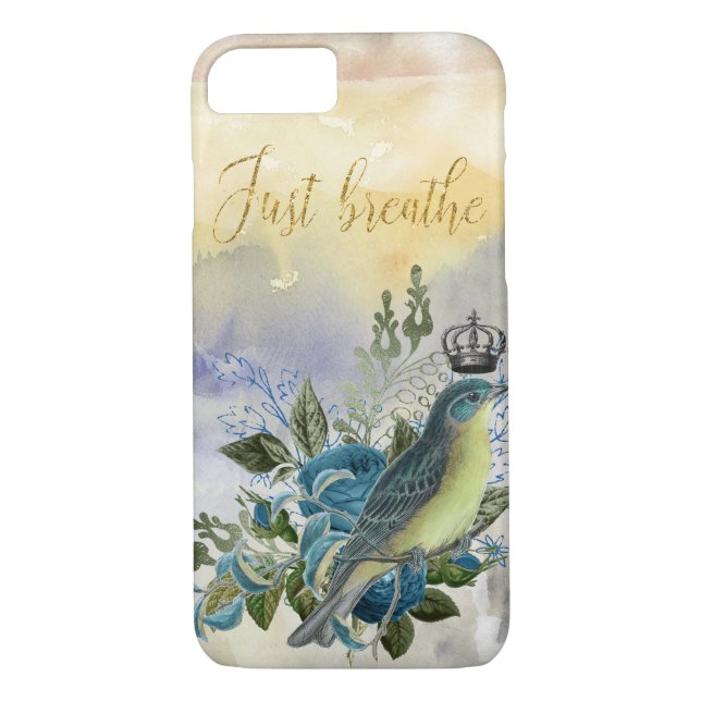 Just Breathe Blue Bird Collage Case-Mate iPhone Case (Back)
