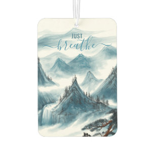 Just Breathe Blue Mountains Painting Simple Quote  Car Air Freshener
