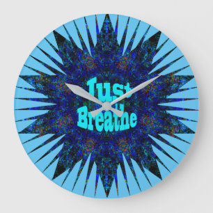 Just Breathe Blue Yoga Star,  Large Clock