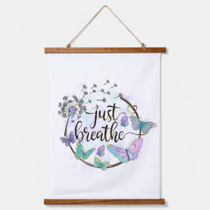 Just Breathe Butterfly Dandelion Self Care Yoga  Hanging Tapestry
