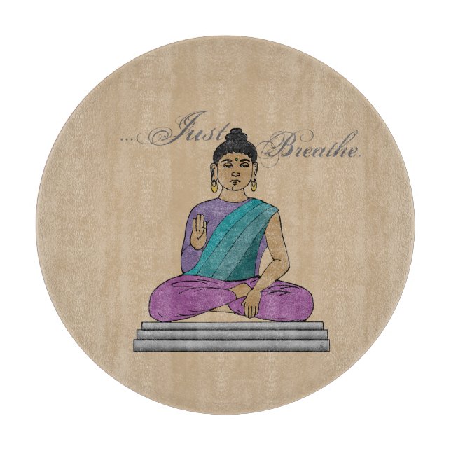 Just Breathe Calming Seated Buddha Charcuterie  Cutting Board (Front)