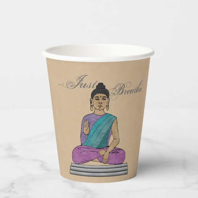 Just Breathe Calming Seated Buddha Paper Cups (Front)