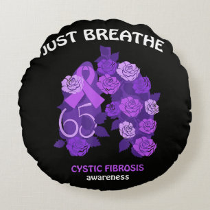 Just Breathe Cystic Fibrosis Awareness Round Cushion