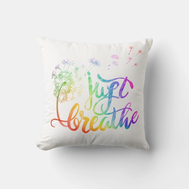 Just breathe | dandelion blowing in the wind  cushion (Front)