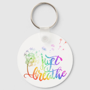 Just breathe    dandelion blowing in the wind  key ring