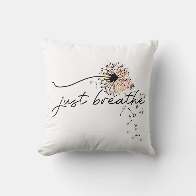 Just Breathe Dandelion Butterfly Inspiration Yoga  Cushion (Front)