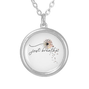 Just Breathe Dandelion Butterfly Inspiration Yoga  Silver Plated Necklace