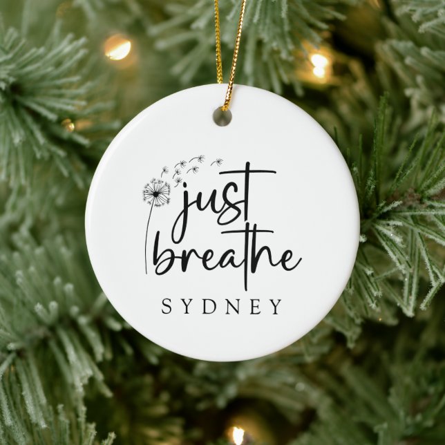Just Breathe Dandelion Custom Name Ceramic Tree Decoration (Tree)