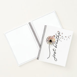 Just Breathe Dandelion Self Care Motivational Notebook
