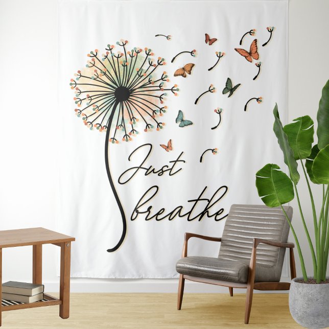 Just Breathe Dandelion with Butterflies Tapestry (Creator Uploaded)