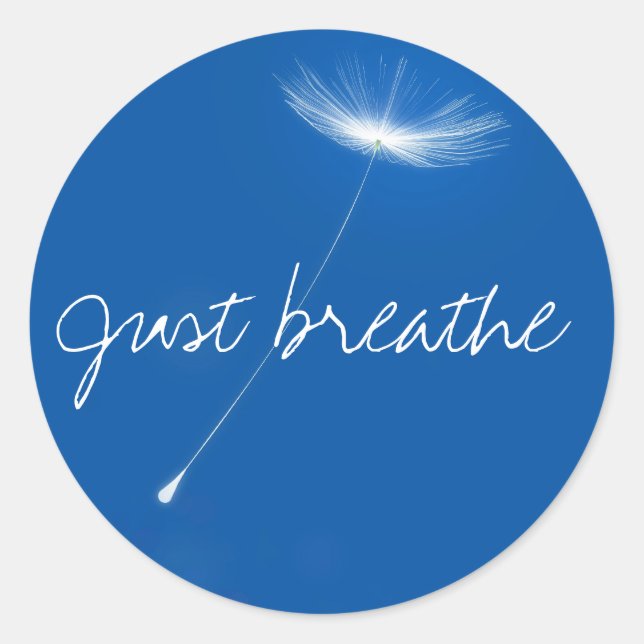 Just breathe - Dandelions floating Classic Round Sticker (Front)