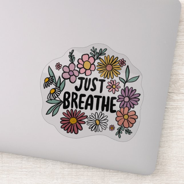 JUST BREATHE Floral Cute Flowers Daisy Hand-Drawn (Detail)