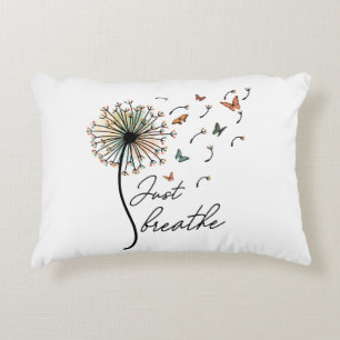Just Breathe flower and Butterfly  throw pillow