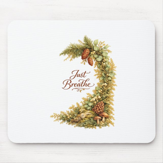 Just Breathe Forest Watercolor Mouse Pad  (Front)