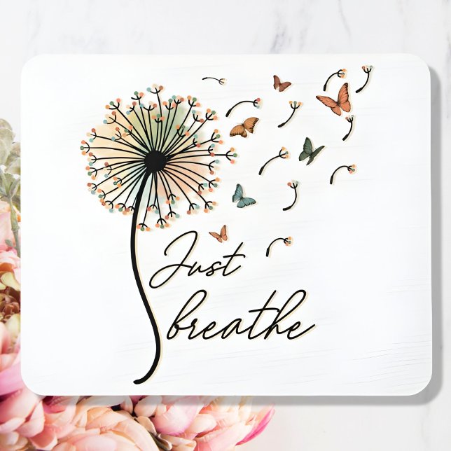 Just Breathe Inspirational Quote Gift Mouse Mat (Creator Uploaded)