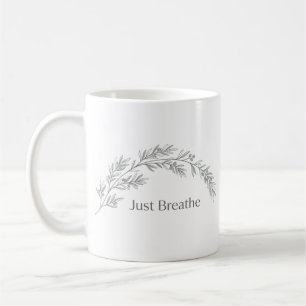 Just Breathe Minimalist Botanical Mug