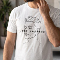 Just Breathe Minimalist White T-Shirt | Line Art