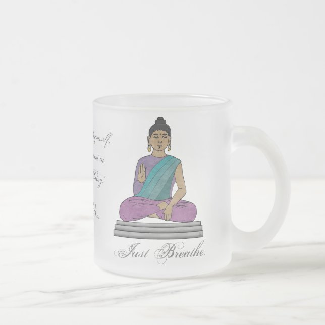Just Breathe (Personalised Frosted Glass Mug) Frosted Glass Coffee Mug (Right)