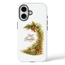 Just Breathe Pine Cone Watercolor iPhone 16 cover
