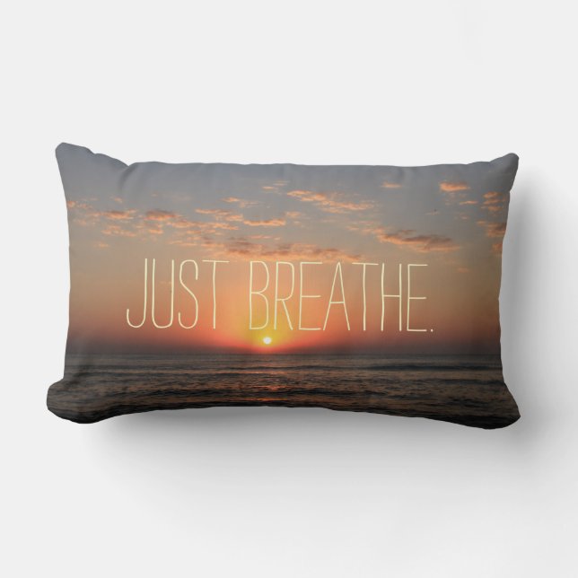 Just Breathe Quote Lumbar Cushion (Front)