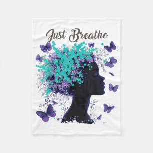 Just Breathe Suicide Prevention Mental Health Posi Fleece Blanket