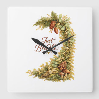 Just Breathe Themed Square Wall Clock