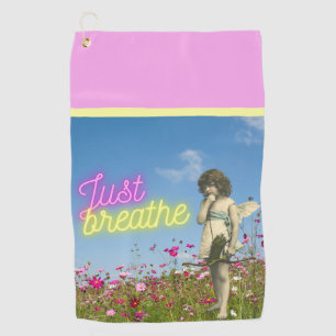 Just Breathe Vintage Angel Altered Art Golf Towel