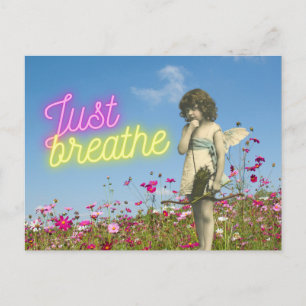 Just Breathe Vintage Angel Altered Art  Postcard