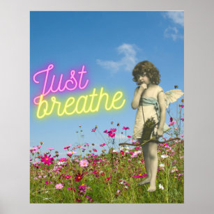 Just Breathe Vintage Angel Altered Art   Poster