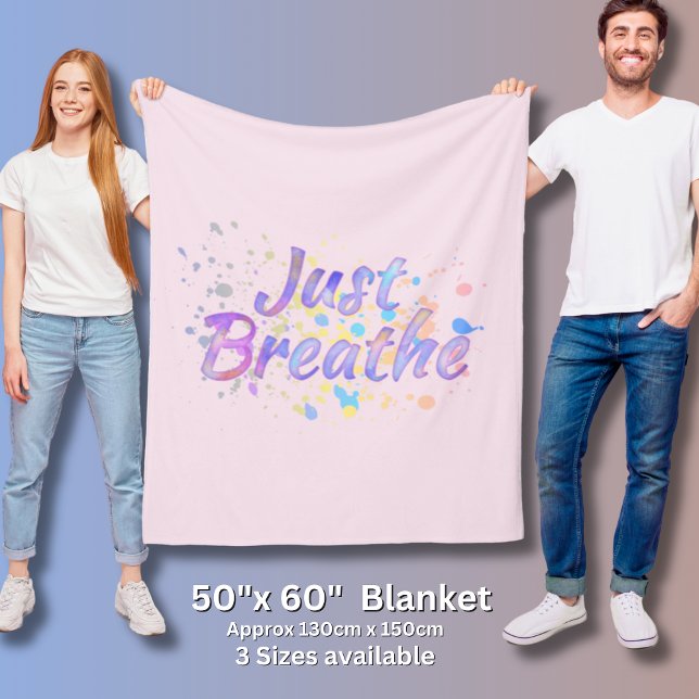 Just Breathe Watercolor Pink Mauve Aqua Blue       Fleece Blanket (Creator Uploaded)