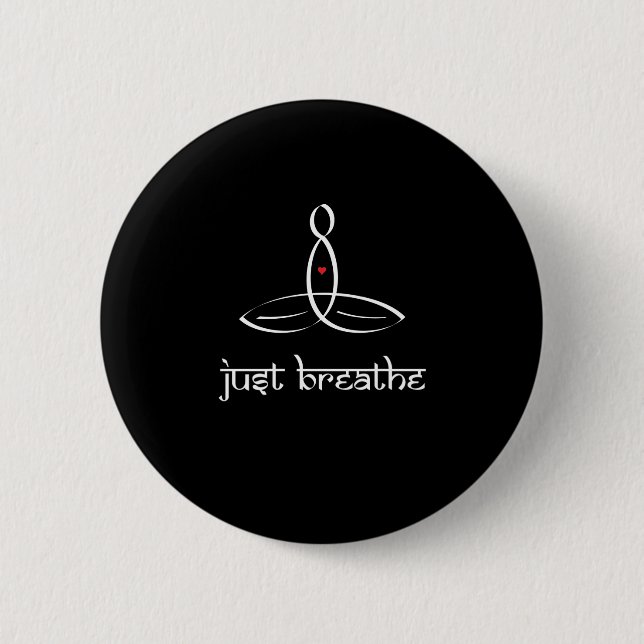 Just Breathe - White Sanskrit style 6 Cm Round Badge (Front)
