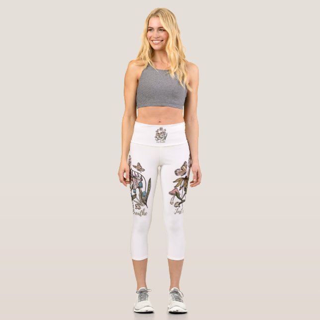 Just Breathe-Wildflower-Yoga-Nature-Cute Capri Leggings (Front)