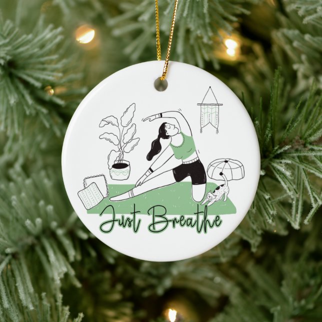 Just Breathe Yoga Meditation Pose Ceramic Tree Decoration (Tree)