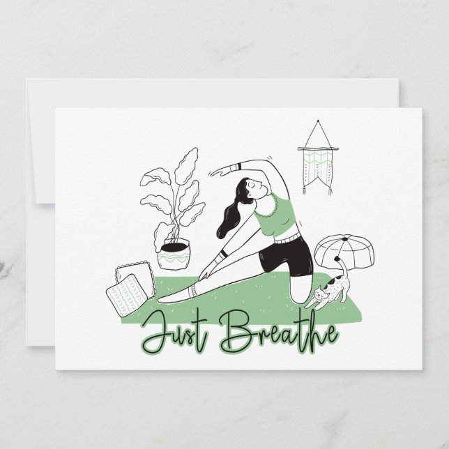 Just Breathe Yoga Meditation Pose Holiday Card (Front)