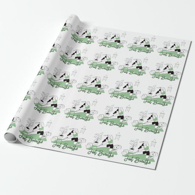 Just Breathe Yoga Meditation Pose Wrapping Paper (Unrolled)