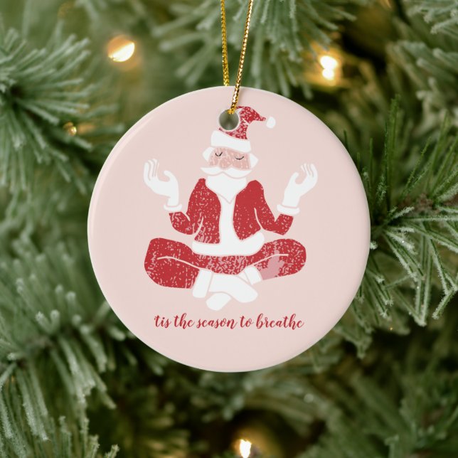 Just Breathe Yoga Santa Ceramic Tree Decoration (Tree)
