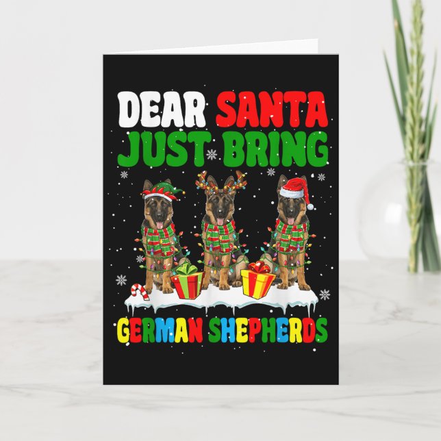 Just Bring German Shepherds Xmas Three Santa Reind Card (Front)