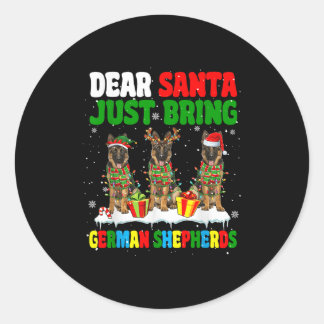 Just Bring German Shepherds Xmas Three Santa Reind Classic Round Sticker