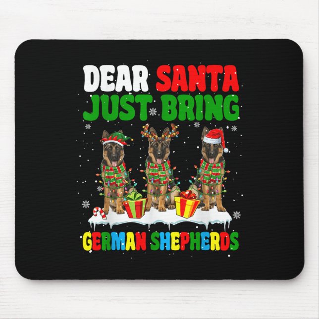 Just Bring German Shepherds Xmas Three Santa Reind Mouse Mat (Front)