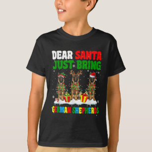 Just Bring German Shepherds Xmas Three Santa Reind T-Shirt