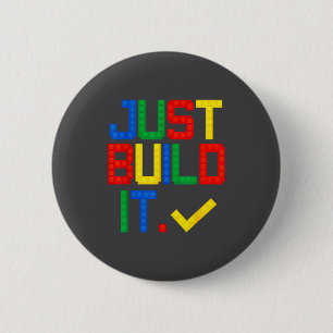 Just Build It Master Builder Kids Building Blocks  6 Cm Round Badge