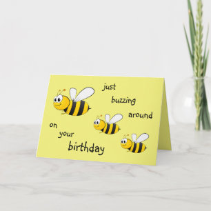 just buzzing around cartoon bee card