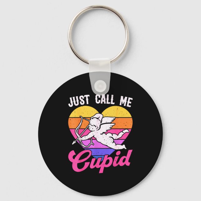 Just Call Me Cud Valentine Cute Arrow Heart Couple Key Ring (Front)