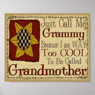 Just Call Me Grammy I'm Too Cool For Grandmother Poster