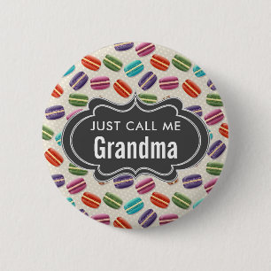 Just Call Me Grandma Text Macarons Pattern 6 Cm Round Badge
