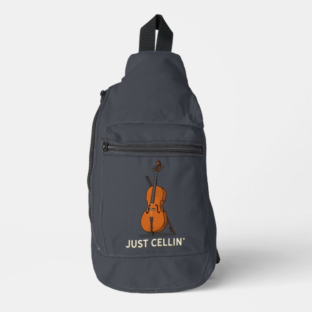 Just Cellin Cellist Musician Gag Novelty Sling Bag (Front)