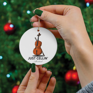 Just Cellin Cellist Performance Music Cello Custom Ceramic Tree Decoration