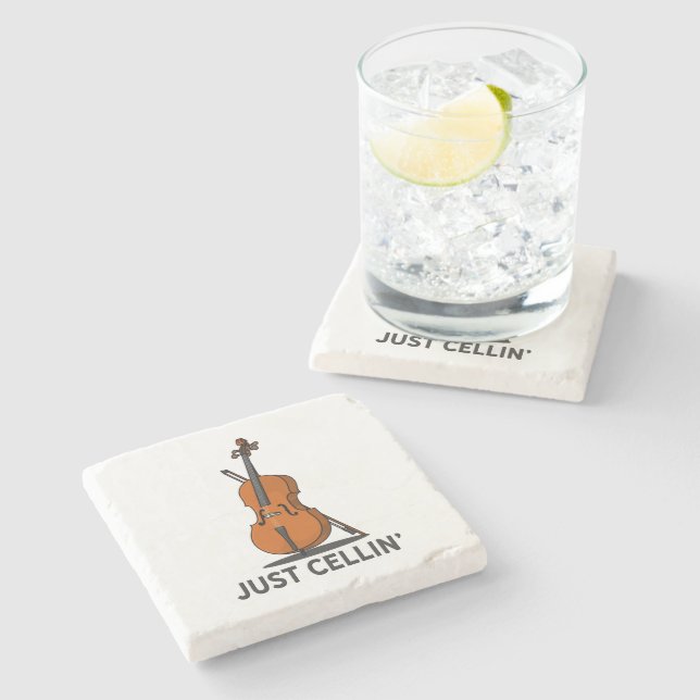 Just Cellin Cellist Performance Music Cello Stone Coaster (Side)